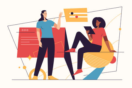 Vector illustration on the subject of data gathering, business intelligence, digital solutions. Editable strokeのイラスト素材