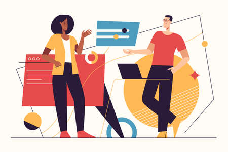 Vector illustration on the subject of data gathering, business intelligence, digital solutions. Editable strokeのイラスト素材