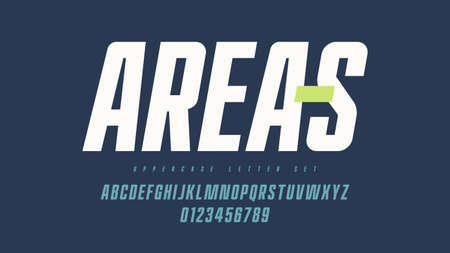 Vector condensed narrow bold san serif font, uppercase letter set, alphabet, typographyのイラスト素材