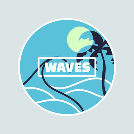 Waves. Vector stylish graphic tee design, print, illustrationのイラスト素材
