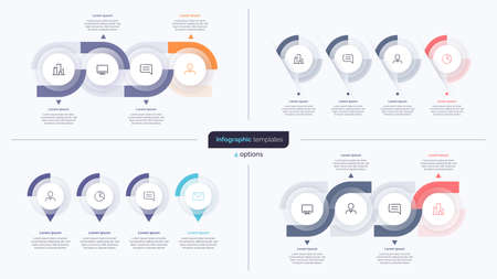 Set of four step business infographic design templates. Vector illustrationのイラスト素材