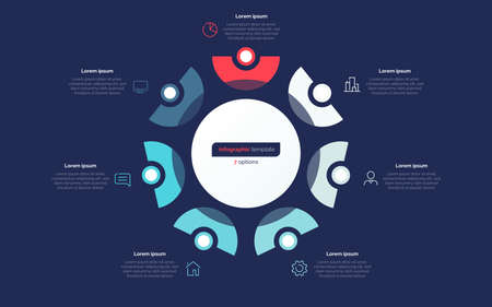 Seven option circle infographic design template. Vector illustrationのイラスト素材