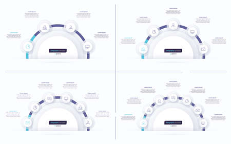 Set of circle infographic design vector templates. 4 5 6 7 optionsのイラスト素材