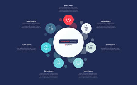 Seven option circle infographic design template. Vector illustrationのイラスト素材