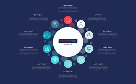 Ten option circle infographic design template. Vector illustrationのイラスト素材