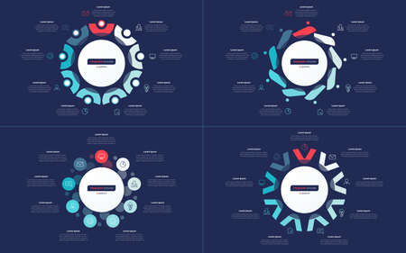 Nine option circle infographic design templates. Vector illustrationのイラスト素材
