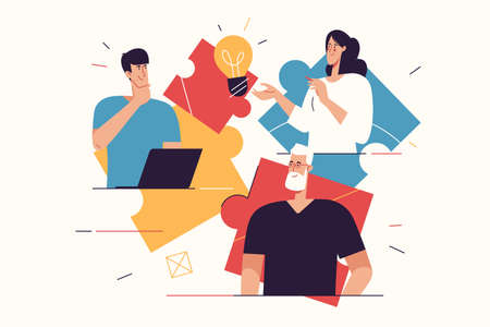 Vector illustration depicting a happy young man finding an effective solution. Editable strokeのイラスト素材