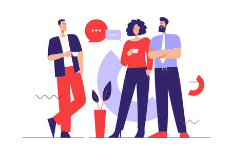 Vector illustration on the subject of coffee break and communication. Editable strokeのイラスト素材