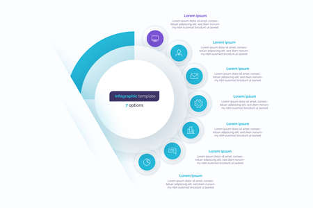 Seven option circle infographic design template. Vector illustrationのイラスト素材