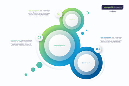Abstract vector gradient minimalistic infographic template composed of 3 circlesのイラスト素材