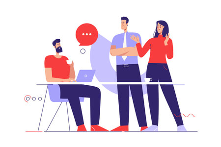 Vector illustration on the subject of coffee break and communication. Editable strokeのイラスト素材