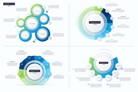 Set of six option circle infographic design templates. Vector illustrationのイラスト素材