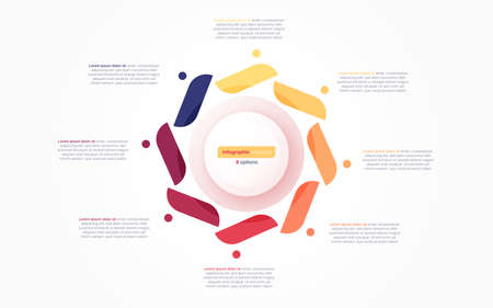 Eight option circle infographic design template. Vector illustrationのイラスト素材
