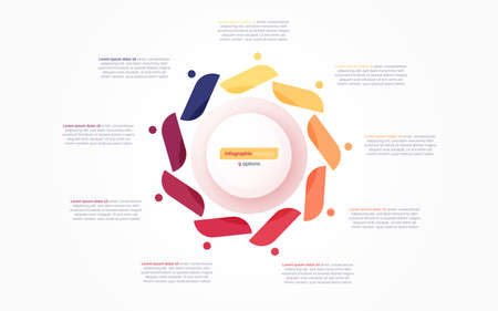 Nine option circle infographic design template. Vector illustrationのイラスト素材