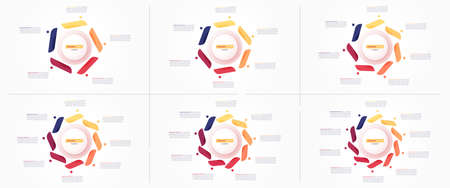 Set of circle infographic design templates. 5 6 7 8 9 10 options. Vector illustrationのイラスト素材