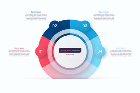 Four option circle infographic design template. Vector illustrationのイラスト素材