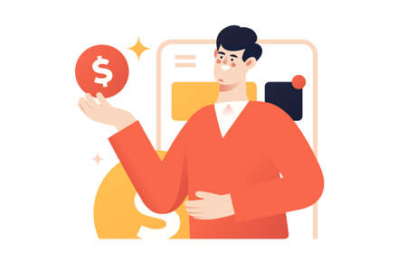 Money transfer, payment transaction, mobile banking vector illustrationのイラスト素材