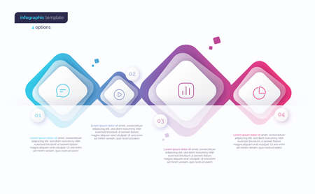 Vector gradient minimalistic infographic template composed of 4 rounded squaresのイラスト素材