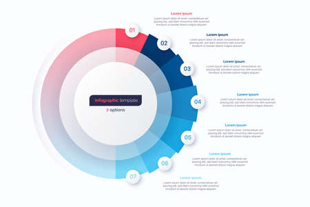 Seven option circle infographic design template. Vector illustrationのイラスト素材