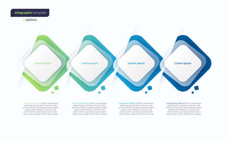 Abstract vector gradient minimalistic infographic template composed of 4 rounded squaresのイラスト素材
