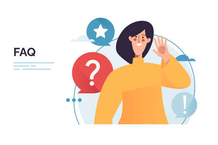 Vector illustration on the subject of customer online communication, questions and answers, support serviceのイラスト素材