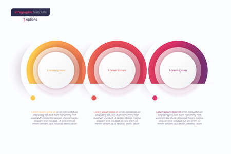 Vector gradient minimalistic infographic template composed of 3 circlesのイラスト素材
