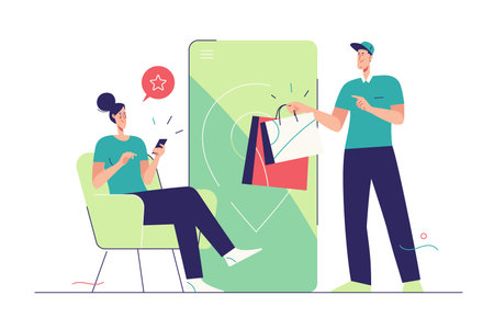 Vector illustration on the subject of online delivery serviceのイラスト素材