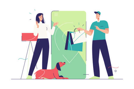 Vector illustration on the subject of online delivery serviceのイラスト素材