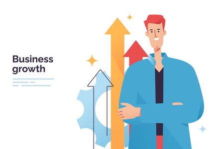 Vector illustration on a subject of business growth, success achievement, financial profitのイラスト素材