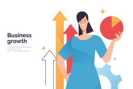 Vector illustration on a subject of business growth, success achievement, financial profitのイラスト素材