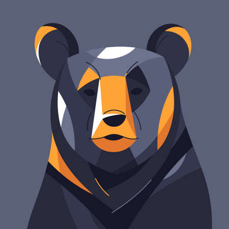 Bear portrait colorful vector illustration, poster, printのイラスト素材