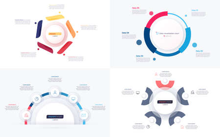 Set of five option circle infographic design templates. Vector illustrationのイラスト素材
