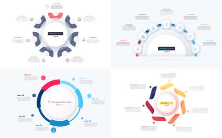 Set of seven option circle infographic design templates. Vector illustrationのイラスト素材