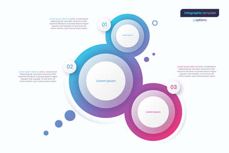 Abstract vector gradient minimalistic infographic template composed of 3 circlesのイラスト素材