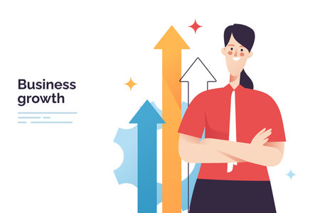 Vector illustration on a subject of business growth, success achievement, financial profitのイラスト素材