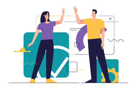 Business concept flat style outline vector illustration on the subject of web design, software development, communicationのイラスト素材