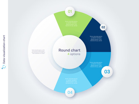 Vector round circle infographic chart template divided by four partsのイラスト素材