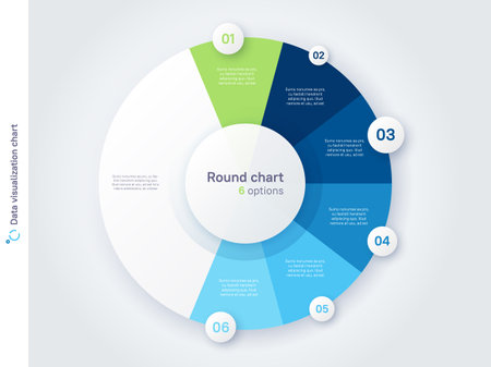 Vector round circle infographic chart template divided by six partsのイラスト素材