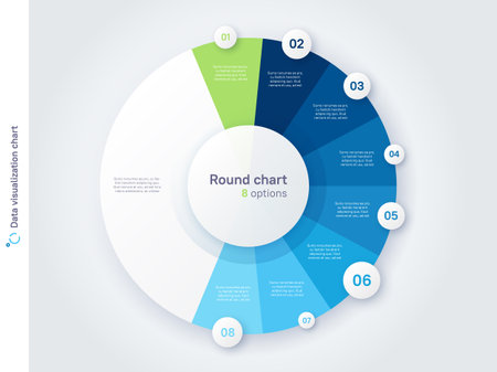 Vector round circle infographic chart template divided by eight partsのイラスト素材