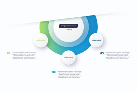 Three option circle infographic design template. Vector illustrationのイラスト素材