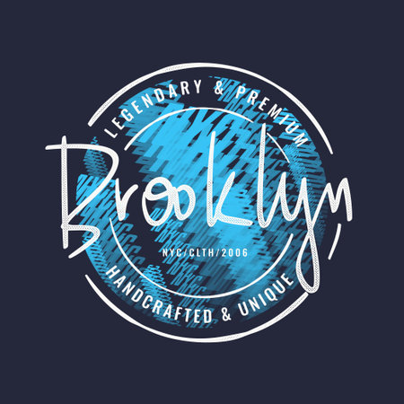 Brooklyn letter graphic mens t-shirt design, print, vector illustrationのイラスト素材