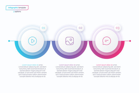 Abstract vector gradient minimalistic infographic template composed of 3 circlesのイラスト素材