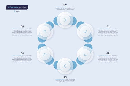 Six option circle infographic design template. Vector illustrationのイラスト素材