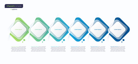Abstract vector gradient minimalistic infographic template composed of 5 rounded squaresのイラスト素材