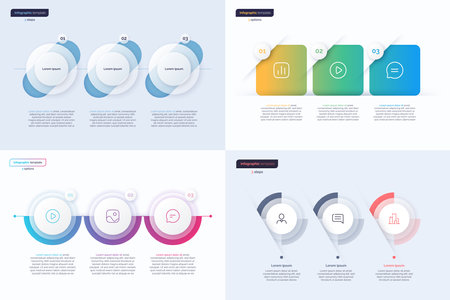 Vector modern infographic templates composed of 3 shapesのイラスト素材