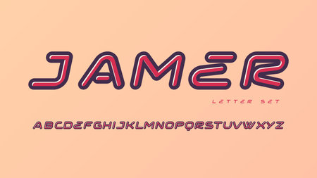 Vector rounded sans serif font, uppercase letter set, alphabet, typographyのイラスト素材