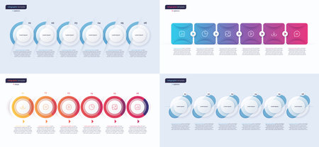 Set of vector infographic templates composed of 6 shapesのイラスト素材