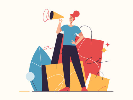 Vector illustration on the subject of e-commerce, sale, promotions, online shoppingのイラスト素材