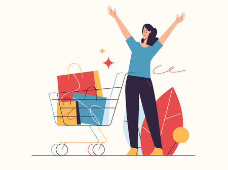 Vector illustration on the subject of e-commerce, sale, promotions, online shoppingのイラスト素材
