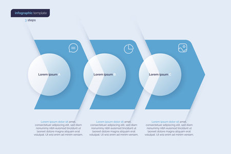 Vector infographic template composed of 3 circles and arrowsのイラスト素材